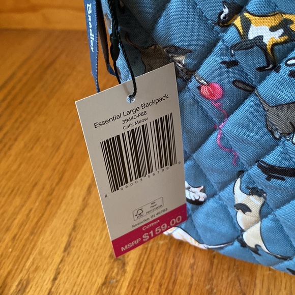 Vera Bradley Essential Large Backpack Cat's Meow gray bag NWT TRAVEL XL LAPTOP - Picture 3 of 8
